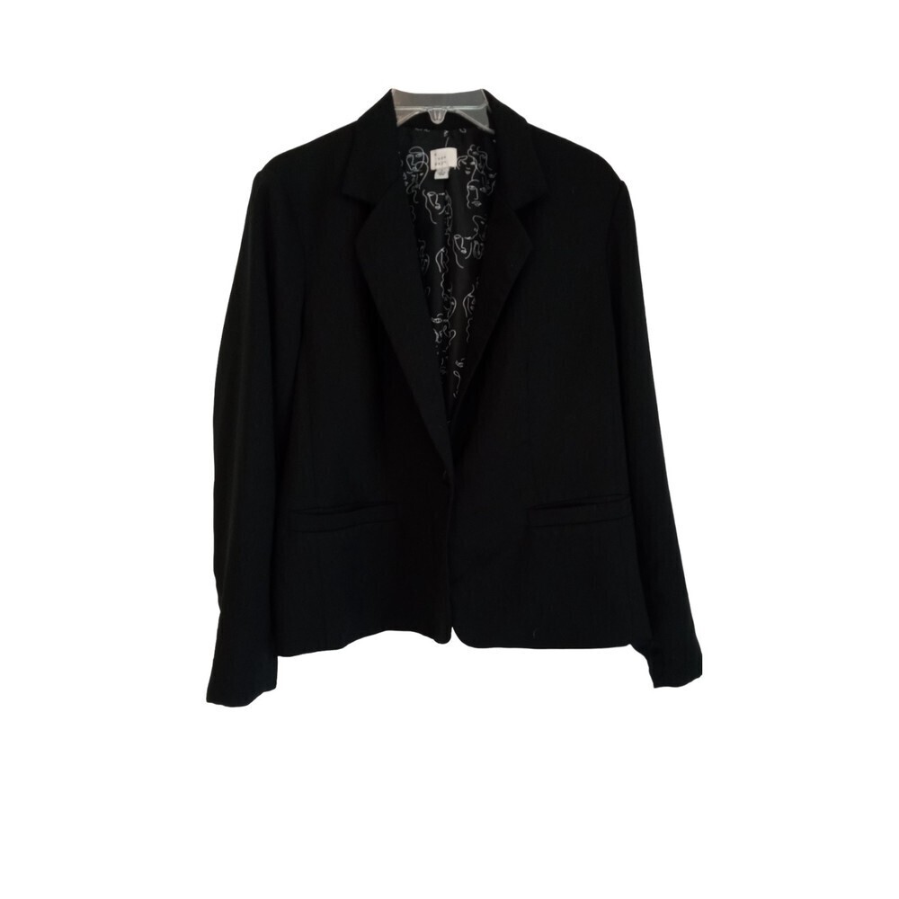 a new day black blazer novelty‎ inside faces print